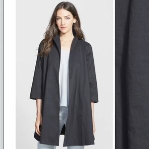 Eileen Fisher High Collar Open A-Line Coat (Navy/PM)